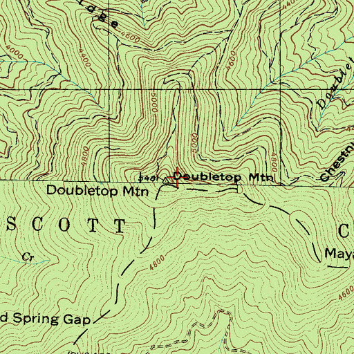 Topographic Map of Doubletop Mountain, NC