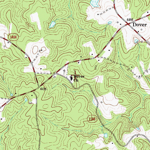 Topographic Map of Dover Church, NC