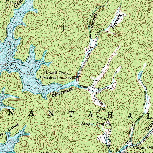 Topographic Map of Dowell Dock, NC