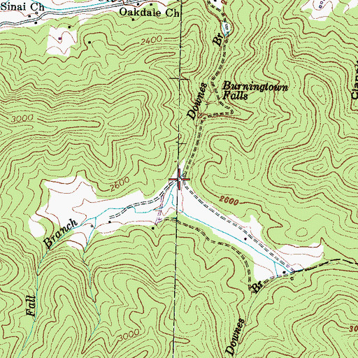 Topographic Map of Downes Branch, NC