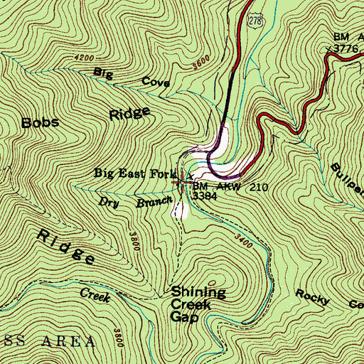 Topographic Map of Dry Branch, NC