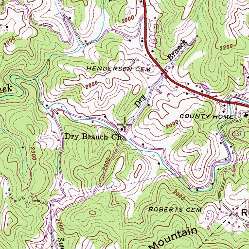 Topographic Map of Dry Branch Church, NC