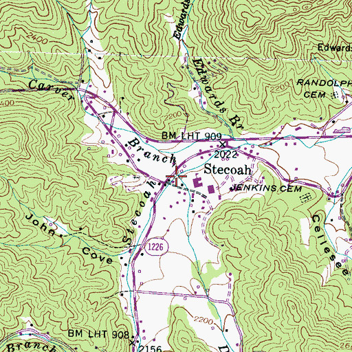 Topographic Map of Dry Creek, NC