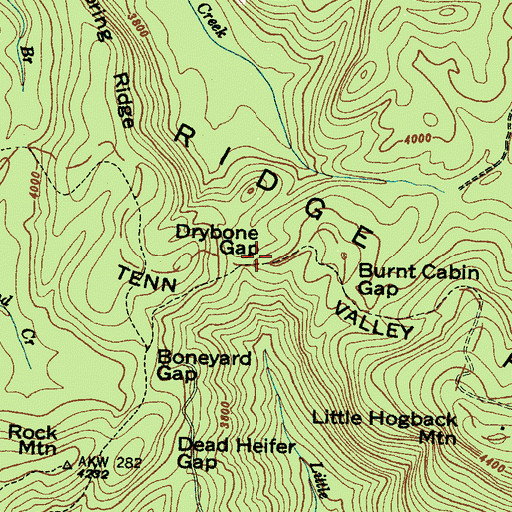 Topographic Map of Drybone Gap, NC