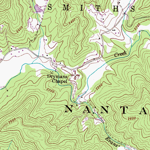 Topographic Map of Drymans Chapel, NC
