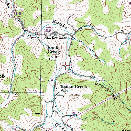 Topographic Map of Dryspring Branch, NC