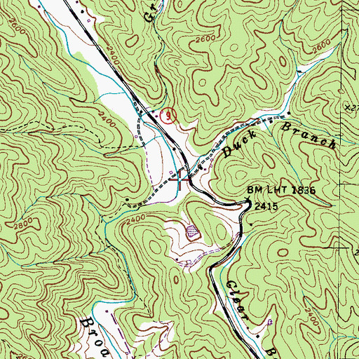 Topographic Map of Duck Branch, NC