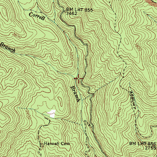 Topographic Map of Dude Branch, NC