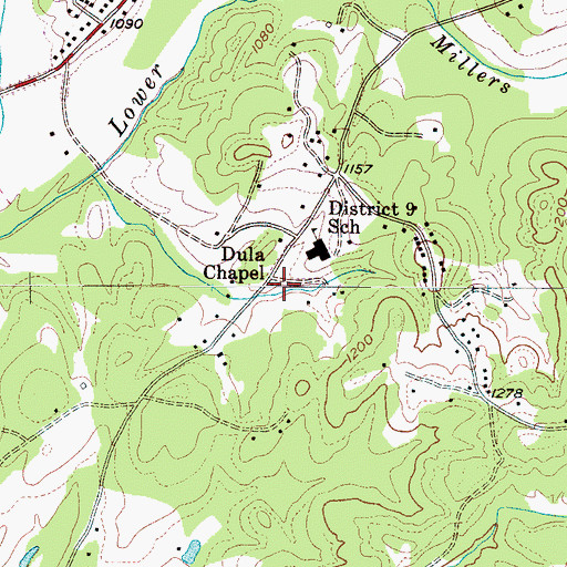 Topographic Map of Dula Chapel, NC