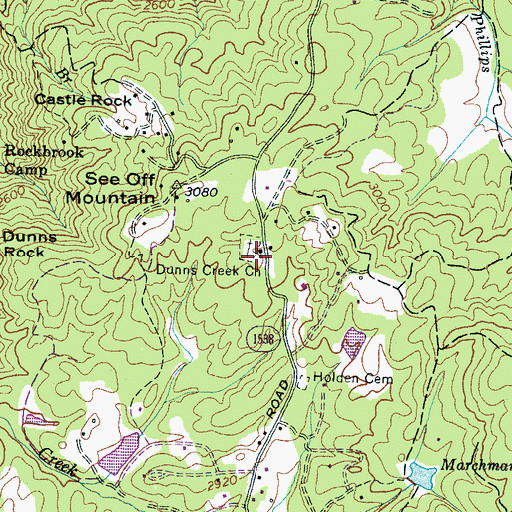 Topographic Map of Dunns Creek Church, NC