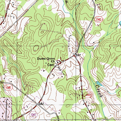 Topographic Map of Dunns Grove Church, NC