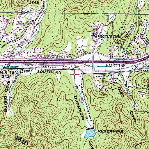 Topographic Map of Dunsmore Cove, NC