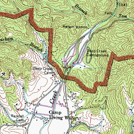 Topographic Map of Durham Branch, NC