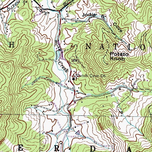 Topographic Map of Dutch Cove Church, NC