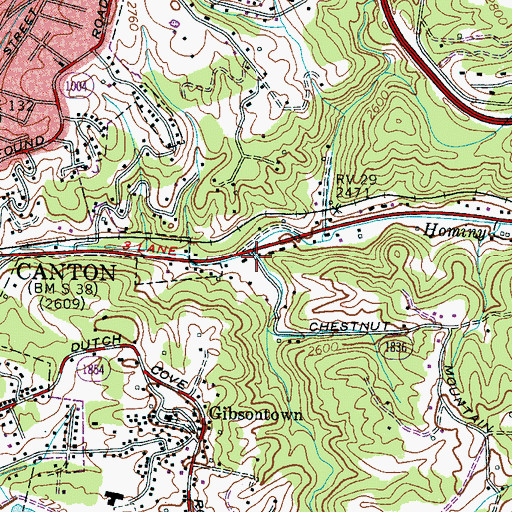 Topographic Map of Dutch Cove Creek, NC