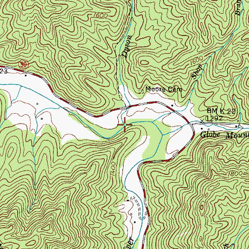 Topographic Map of Dyson Creek, NC