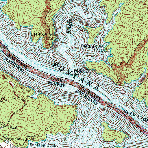 Topographic Map of Eagle Creek, NC
