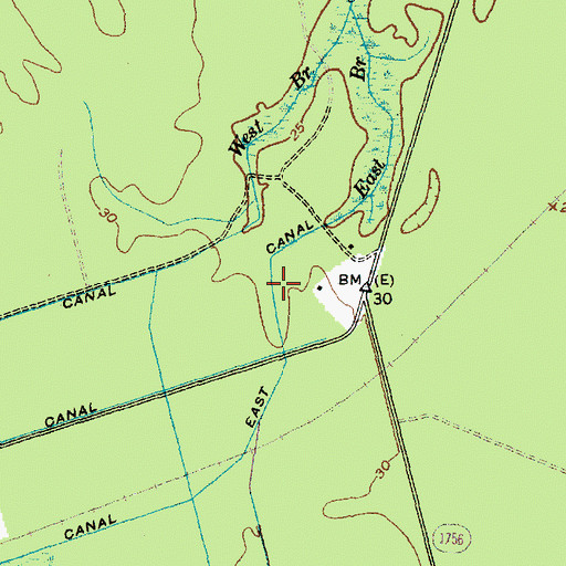 Topographic Map of East Canal, NC