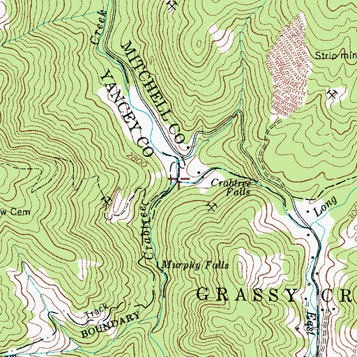 Topographic Map of East Fork Big Crabtree Creek, NC