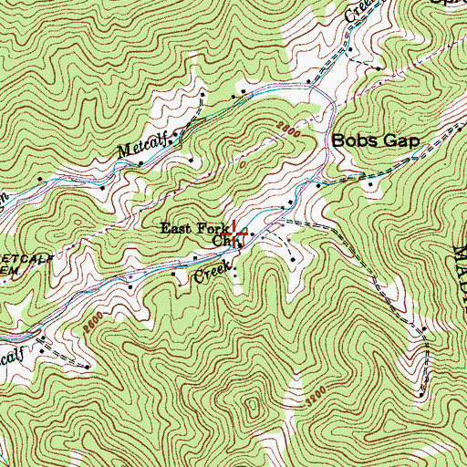 Topographic Map of East Fork Church, NC