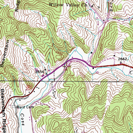 Topographic Map of East Fork Cove Creek, NC