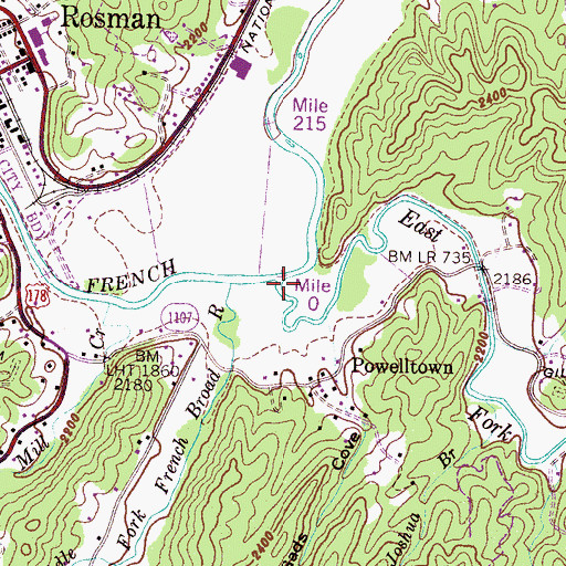 Topographic Map of East Fork French Broad River, NC