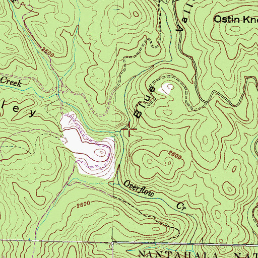 Topographic Map of East Fork Overflow Creek, NC
