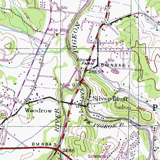 Topographic Map of East Fork Pigeon River, NC