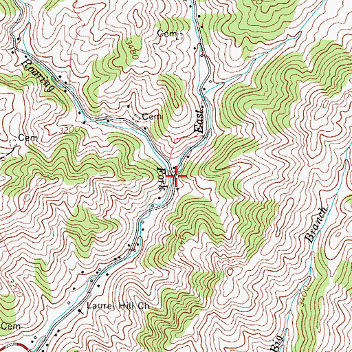 Topographic Map of East Fork Roaring Fork, NC