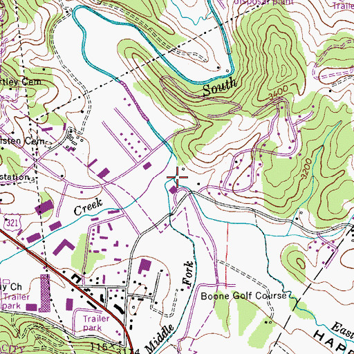 Topographic Map of East Fork South Fork New River, NC