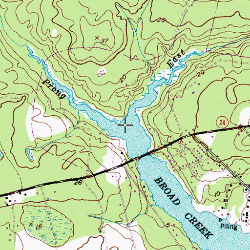 Topographic Map of East Prong Broad Creek, NC