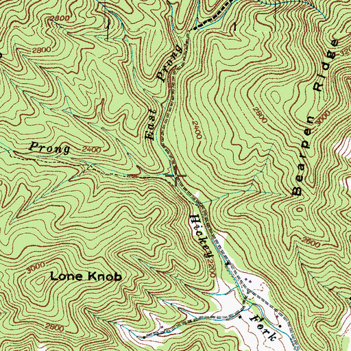 Topographic Map of East Prong Hickey Fork, NC