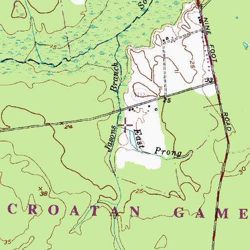 Topographic Map of East Prong Jasons Branch, NC