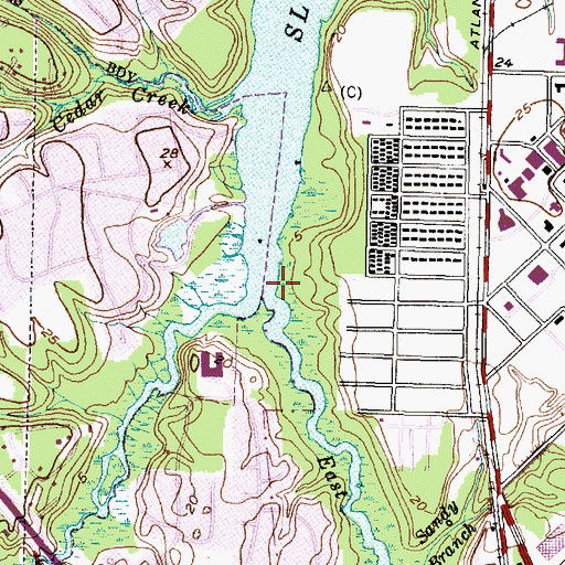 Topographic Map of East Prong Slocum Creek, NC