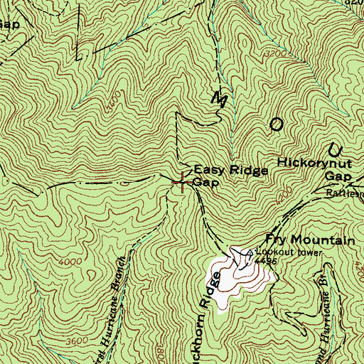Topographic Map of Easy Ridge Gap, NC