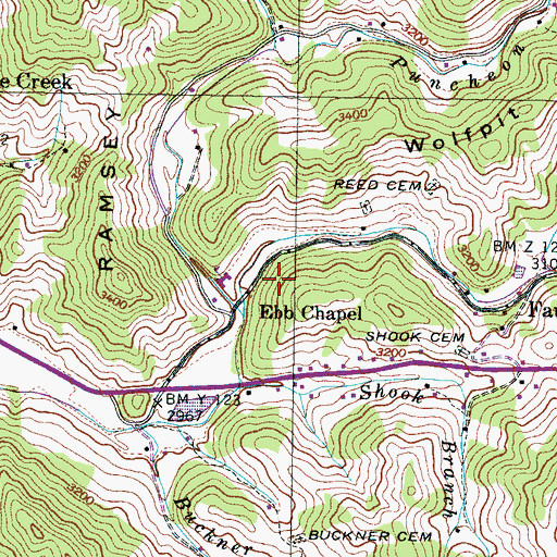 Topographic Map of Ebb Chapel, NC