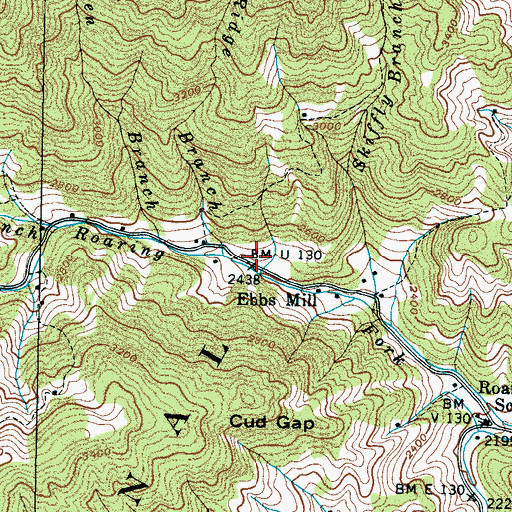Topographic Map of Ebbs Mill, NC