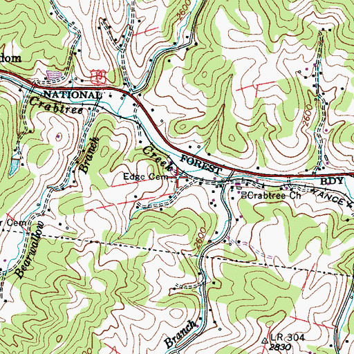 Topographic Map of Edge Cemetery, NC
