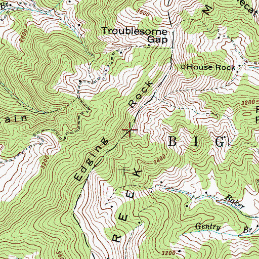 Topographic Map of Edging Rock, NC