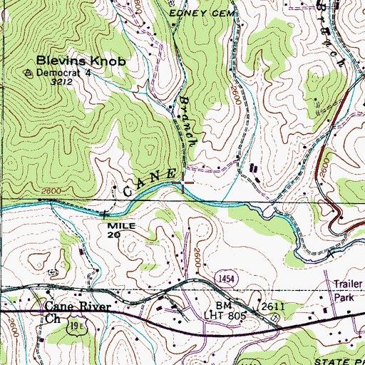 Topographic Map of Edney Branch, NC