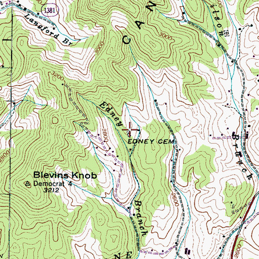 Topographic Map of Edney Cemetery, NC