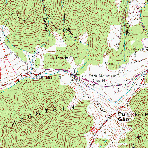 Topographic Map of Edwards Branch, NC