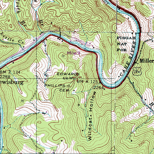 Topographic Map of Edwards Cemetery, NC