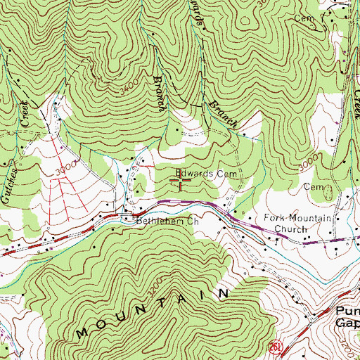 Topographic Map of Edwards Cemetery, NC