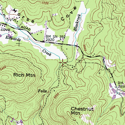 Topographic Map of Edwards Creek, NC