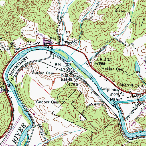 Topographic Map of Ela, NC