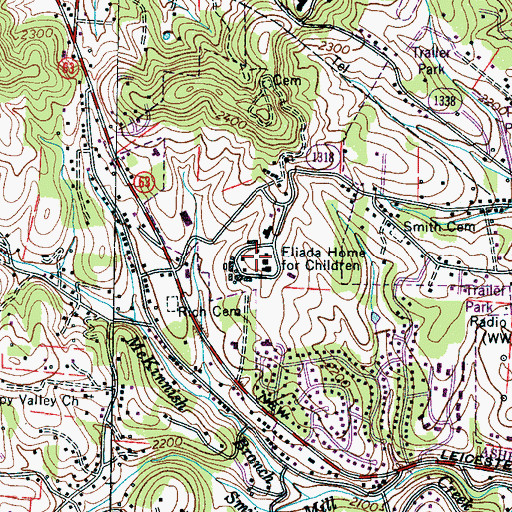 Topographic Map of Eliada Home for Children, NC