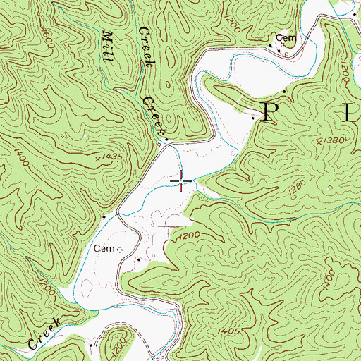 Topographic Map of Elijah Estes Mill Creek, NC
