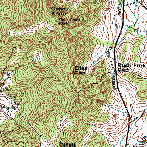 Topographic Map of Elisa Gap, NC