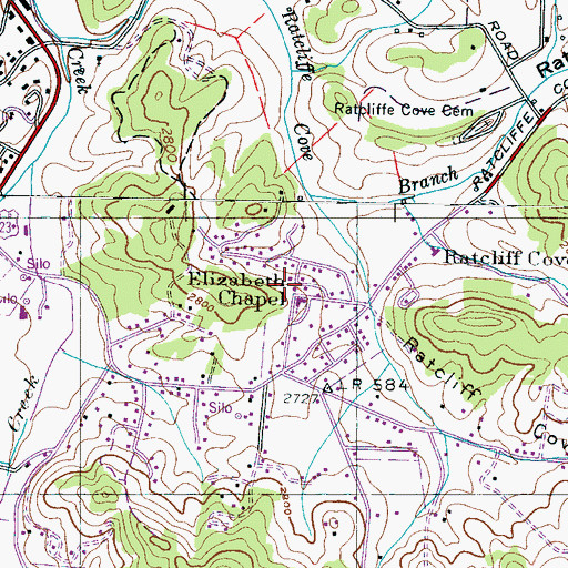 Topographic Map of Elizabeth Chapel, NC